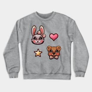 Rabbit and Bear Pattern Crewneck Sweatshirt